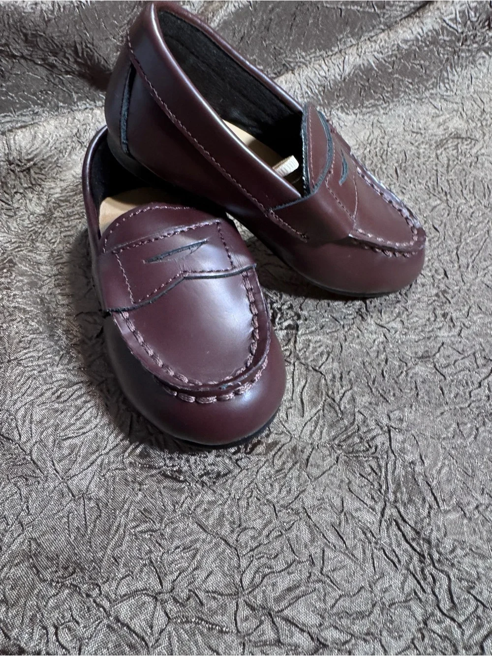 Janie and Jack Brown Leather Penny Loafers - Kids